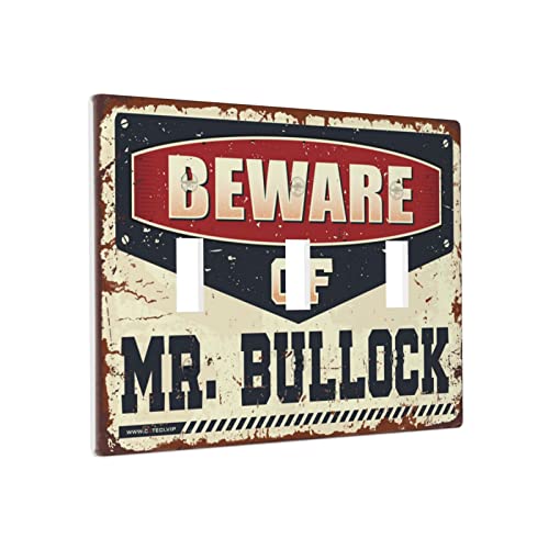 Individuelle Wandplatte mit Aufschrift "Beware Of Mr. Bullock", Wandplattenabdeckung, Bauernhaus-Lichtschalter-Abdeckung, Wandplatte, 3-Gang von BDIX