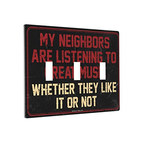 Lichtschalter-Abdeckung mit Blumenmuster, "My Neighbors Are Listening To Great Music Schalter", Wandplatte, Wandplatte, 3-Gang Lichtschalter-Abdeckung mit Blumenmuster, "My Neighbors Are Listening To Great Music Schalter", Wandplatte, Wandplatte, 3-Gang von BDIX
