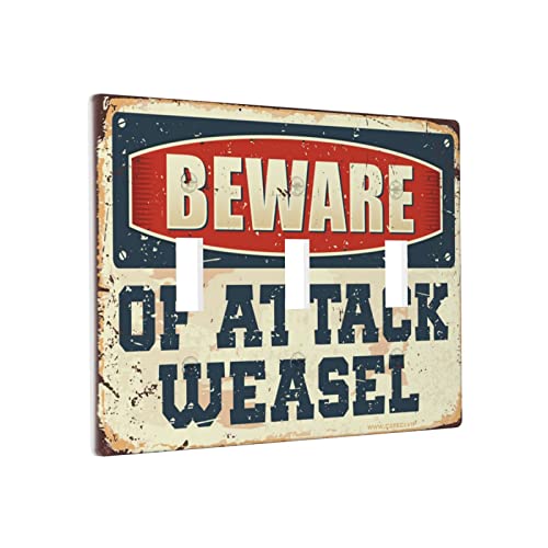 Lichtschalterrahmen, dekorativ, Vorsicht vor Angriff, Wieselschalter, Wandplatte, Steckdosenabdeckungen, dekorative Dreifach-Lichtschalterabdeckung von BDIX