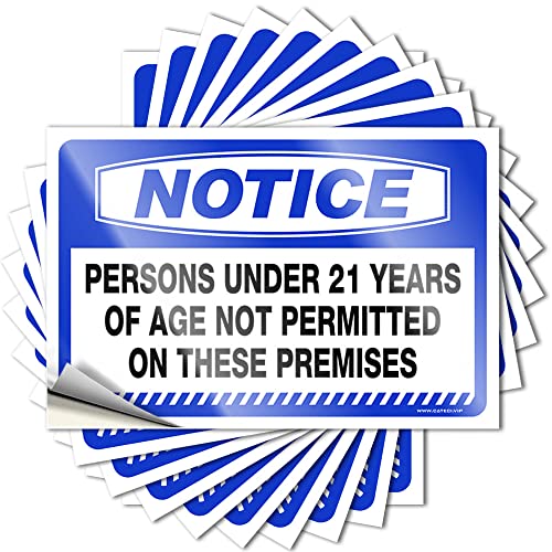 Lustige Autoaufkleber mit Aufschrift "Notice Persons Under 21 Years of Age Not Permitted On These Premises", 10 Stück, frech für Erwachsene, Bar Rules, Schild (8 x 12 cm) von BDIX