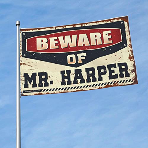 Lustige Flagge für Wohnheim, Aufschrift "Beware Of Mr. Harper", College-Poster für Jungs, lustige Terrassendekoration (152 x 244 cm) von BDIX