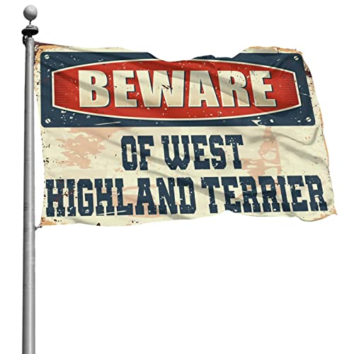 Lustige Flagge für Wohnheim, Aufschrift "Beware Of West Highland Terrier", College-Poster für Jungs, lustige Terrassendekoration (30 x 45 cm) von BDIX