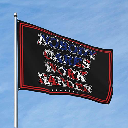 Lustige Flagge für Wohnheim, Aufschrift "Nobody Cares Work Harder", College-Poster für Jungs, lustige Terrassendekoration (60 x 90 cm) von BDIX