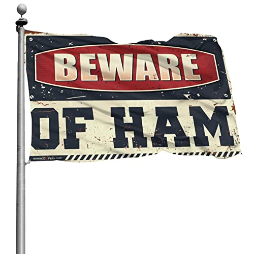 Lustige Flagge für Wohnheim, Motiv: "Beware Of Ham", coole Poster für Jungs, coole lustige Flaggen (30 x 45 cm) von BDIX