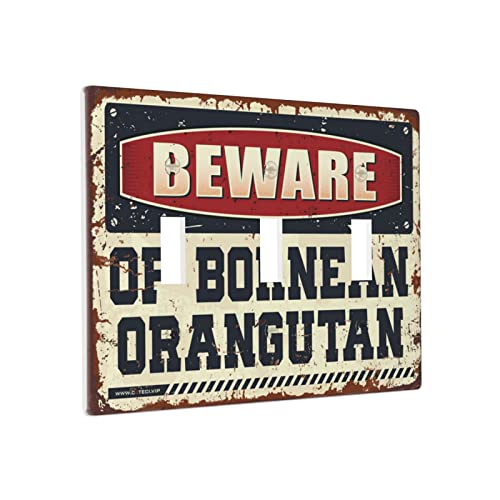 Lustige Lichtschalter-Abdeckung, Vorsicht vor Bornean Orang-Utan, Schalter-Wandplattenabdeckung, Kochsteckdosenabdeckung, Wandplatte, 3-Gang von BDIX