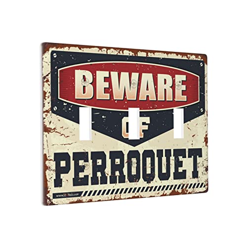 Lustige Lichtschalter-Abdeckung, Vorsicht vor Perroquet-Schalter-Wandplatte, Kochsteckdosenabdeckung, Wandplatte, 3-Gang von BDIX