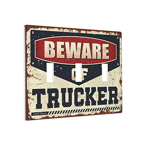 Lustige Lichtschalter-Abdeckung, Vorsicht vor Trucker-Schalter, Wandplatte, Kochsteckdose, Wandplatte, 3-Gang von BDIX