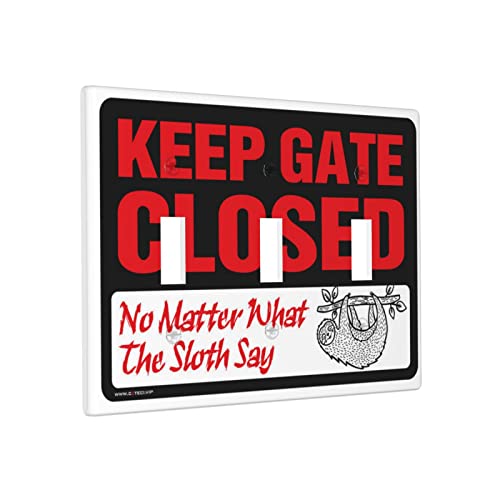 Lustige Lichtschalter-Abdeckung, hält das Tor geschlossen, egal was das Faultier sagt, Schalter-Wandplattenabdeckung, Küchenausgangsabdeckung, Wandplatte, 3-Gang von BDIX