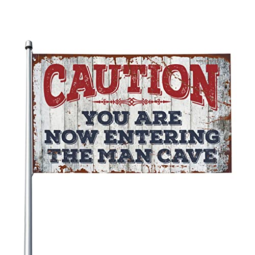 Lustige Raumflaggen "Caution!" You Are Now Entering The Man Cave Flag Camper Decor Fun Stuff (120 x 180 cm) von BDIX