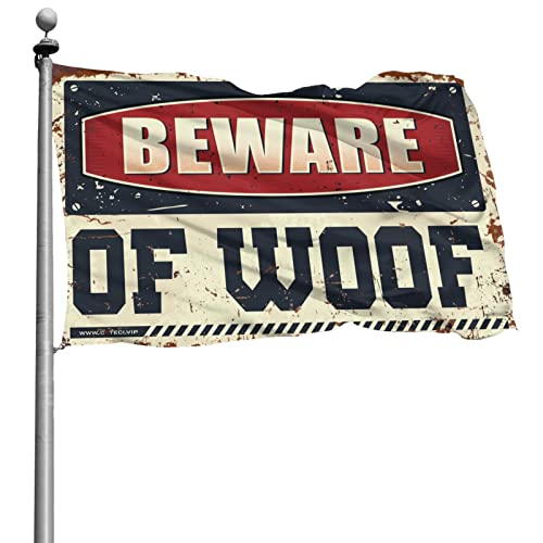 Lustige Raumflaggen mit Aufschrift "Beware Of Woof", Camper-Dekoration, lustiges Zeug (120 x 180 cm) von BDIX