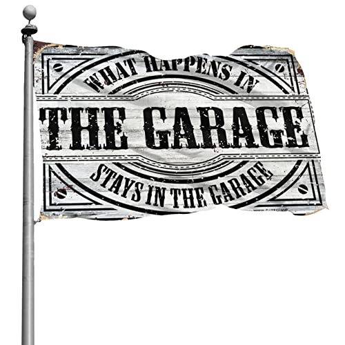 Lustige Wandflaggen mit Aufschrift "What Happens In The Garage Stays In The Garage", Teens Stuff Room Flags für Jungs (30 x 45 cm) von BDIX