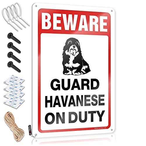 Schild für Schlafzimmertür, Aufschrift "Beware! Guard Havanese On Duty", Blechschild, Bar, Männerhöhle, Dekoration, Warnschilder für Schlafzimmer (20 x 30 cm) von BDIX