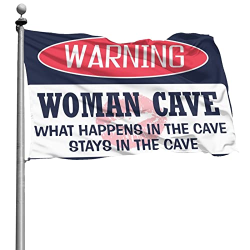 Wandflaggen für Jungs Warnung Frau Höhle Was passiert in der Höhle bleibt in der Höhle, coole Flaggen für Jungenzimmer (152 x 244 cm) von BDIX