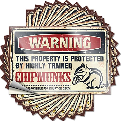 Werkzeugkasten-Aufkleber, Aufschrift "Warning This Property is Protected by A Highly Trained Chipmunks", lustiger Aufkleber, 10 Stück, für Autofenster (8 x 12 cm) von BDIX