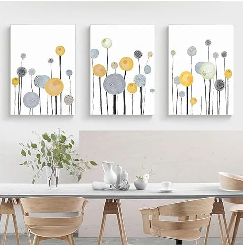 3er Set Moderne Wohnzimmer Wandbild Poster Pflanzenblatt Bild Kein Rahmen Leinwandbilder Pflanzenblatt Gedrucktes Poster Home Dekor (B,50x70 cm) von BDKCYO