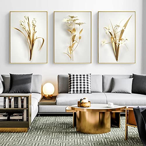 3er Set Moderne Wohnzimmer Wandbild Poster Pflanzenblatt Bild Kein Rahmen Leinwandbilder Pflanzenblatt Gedrucktes Poster Home Dekor (C,60x90 cm) von BDKCYO