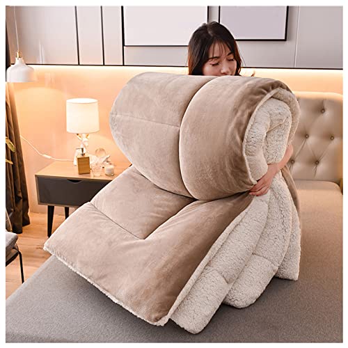 BDMFJY Steppdecke, Flauschige Kaschmir Steppdecken für Allergiker Duvet, Verdicken Sie Lamm Kaschmir Decke Winter Weiche Warme Bettdecke Bettwäsche,Khaki,200x230cm（3kg） von BDMFJY
