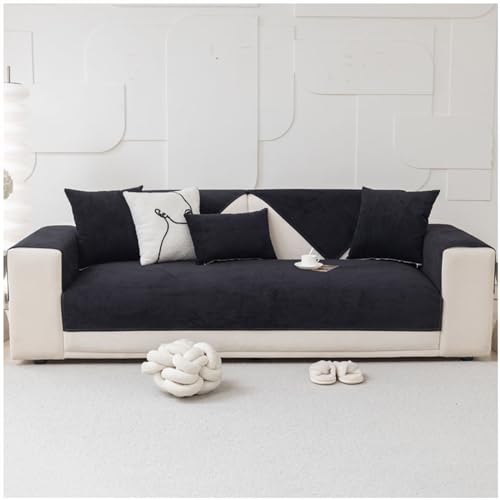 BDMFJY wasserdichte Sofabezug 1 2 3 4 Sitzer, Sofadecken Für Sitzfläche, Ecksofa Sofa überzug, Sofaschoner rutschfest, Couch Überzug L Form Sofaüberwürfe, Sofaschutz Katze Hund,Schwarz,110x210cm von BDMFJY