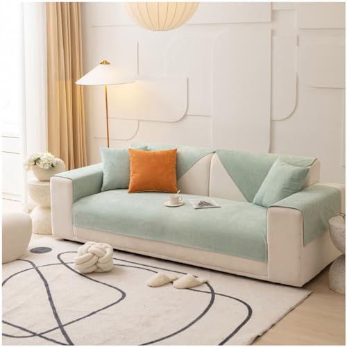 BDMFJY wasserdichte Sofabezug 1 2 3 4 Sitzer, Sofadecken Für Sitzfläche, Ecksofa Sofa überzug, Sofaschoner rutschfest, Couch Überzug L Form Sofaüberwürfe, Sofaschutz Katze Hund,Grün,70x180cm von BDMFJY