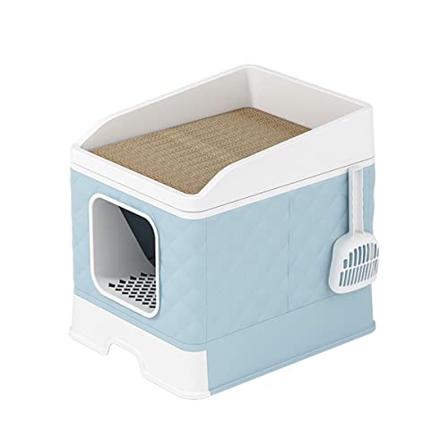 BDSHGRDH Katzentoilette mit automatischer Geruchsbeseitigung, mit Schaufel und Matte, einfach zu montieren und zu reinigen, 49 x 41 x 4 cm, Blau von BDSHGRDH