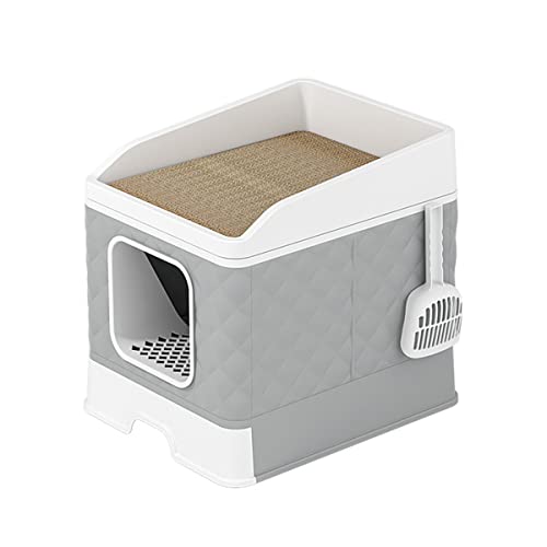 BDSHGRDH Katzentoilette mit automatischer Geruchsbeseitigung, mit Schaufel und Teppich, einfach zu montieren und zu reinigen, 49 x 41 x 4 cm, Grau von BDSHGRDH