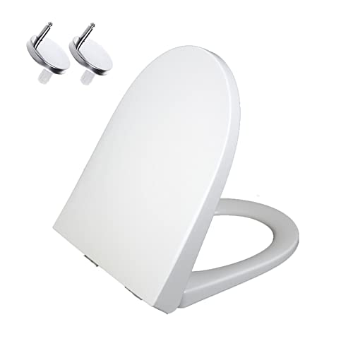 BDSHGRDH Toilettensitz, Toilettensitze, D-förmiger Toilettensitz, länglicher Toilettensitz, langsam schließender Badezimmer-Toilettendeckel mit Schnellverschluss (6) von BDSHGRDH