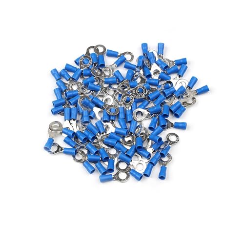 elektrische Steckverbinder， 10/20/30/50/100pcs Ring Insulated Terminal Set Wire Connector Terminal Blocks Electrical Crimp Terminal Kit Tool Cord Pin M4/5/6(Blue Rv26,30PCS) von BDSHGRDH