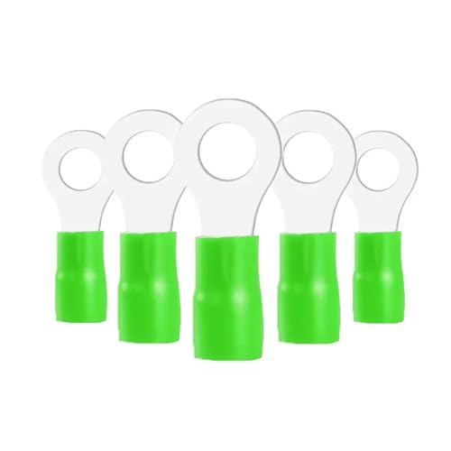 elektrische Steckverbinder， 100Pcs A.W.G 22-16 RV Crimp Terminal Insulated Ring Wire Connectors Wiring Terminals Circular Round Cold Press Cable End(Green,RV1.255) von BDSHGRDH