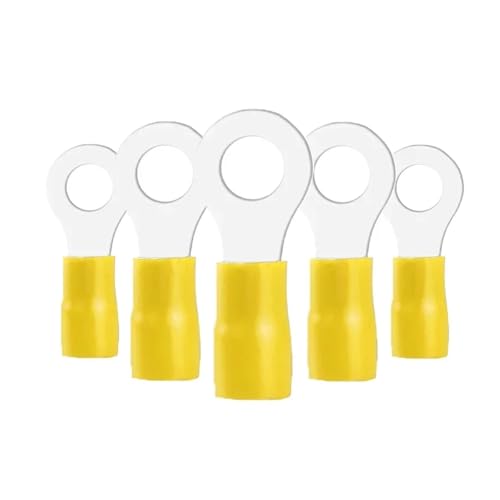 elektrische Steckverbinder， 100Pcs A.W.G 22-16 RV Crimp Terminal Insulated Ring Wire Connectors Wiring Terminals Circular Round Cold Press Cable End(Yellow,RV1.253) von BDSHGRDH