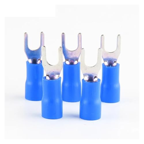 elektrische Steckverbinder， 100pcs AWG12-10 SV Terminal Insulated Wiring Terminals Spade Fork Connector Furcate Cable Wire Connector Wire Crimp Terminals(Beige,SV5.55) von BDSHGRDH