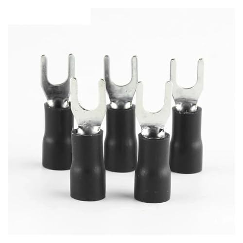 elektrische Steckverbinder， 100pcs AWG12-10 SV Terminal Insulated Wiring Terminals Spade Fork Connector Furcate Cable Wire Connector Wire Crimp Terminals(Gold,SV5.55) von BDSHGRDH