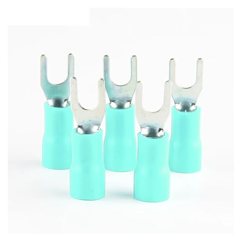 elektrische Steckverbinder， 100pcs AWG12-10 SV Terminal Insulated Wiring Terminals Spade Fork Connector Furcate Cable Wire Connector Wire Crimp Terminals(Green,SV5.55) von BDSHGRDH