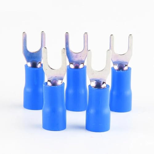 elektrische Steckverbinder， 100pcs AWG22-16 SV Terminal Insulated Wiring Terminals Spade Fork Connector Furcate Cable Wire Connector Wire Crimp Terminals(Beige,SV1.253) von BDSHGRDH