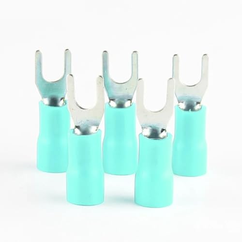 elektrische Steckverbinder， 100pcs AWG22-16 SV Terminal Insulated Wiring Terminals Spade Fork Connector Furcate Cable Wire Connector Wire Crimp Terminals(Green,SV1.255) von BDSHGRDH