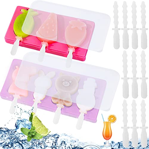 BDSHUNBF 2 Stück Eisformen Eis am Stiel Silikon, Eisförmchen Popsicle Formen, Mini Eisform, Wiederverwendbar Eiscreme Eisformen, für DIY Eisform, Kinder und Erwachsene (mit 10 Kunststoffstab) von BDSHUNBF