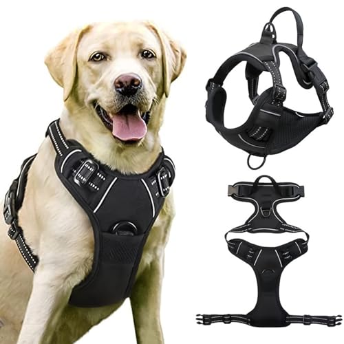 BDSHUNBF Hundegeschirr Ohne Zug, Atmungsaktiv Brustgeschirr mit Reflexstreifen, Einstellbar Weich Schwarz L BDSHUNBF Hundegeschirr Ohne Zug, Atmungsaktiv Brustgeschirr mit Reflexstreifen, Einstellbar Weich Schwarz L von BDSHUNBF