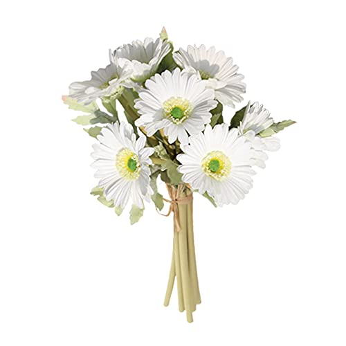 BDSJBJ Künstliche Gerbera-Blume, 7 Stiele, realistische Gänseblümchen, Brautstrauß für Zuhause, Garten, Hochzeit, Party, Dekoration (weiß) von BDSJBJ