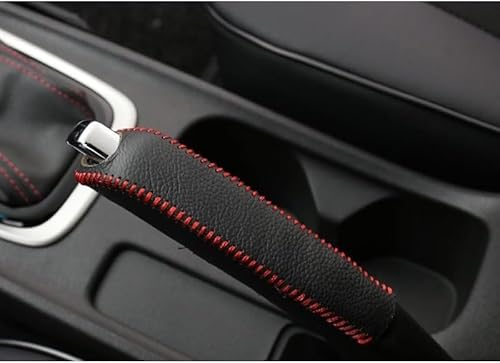 BDVIK Auto Handbremsgriffabdeckung für Mazda CX-5 2013-2014,rutschfest Verschleißfest Komfortable Ästhetik PU Leder Schutz Dekor Zubehör,A/Black Red Line von BDVIK