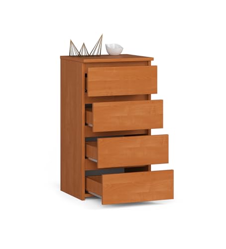 BDW 4-Schubladen-Kommode - Stilvoll, Robust und Vielseitig - Sideboard Buffetschrank - Sideboard Kommode - Kommode – 40x74x35 cm – Erle von BDW