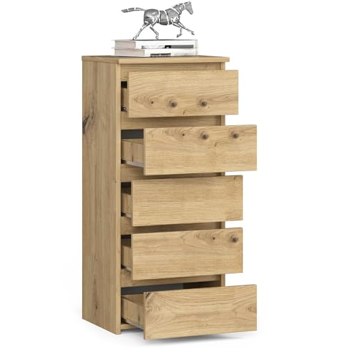 BDW 5-Schubladen-Kommode - Stilvoll, Robust und Vielseitig - Sideboard Buffetschrank - Sideboard Kommode - Kommode - 40x92x35 cm - Eiche Artisan BDW 5-Schubladen-Kommode - Stilvoll, Robust und Vielseitig - Sideboard Buffetschrank - Sideboard Kommode - Kommode - 40x92x35 cm - Eiche Artisan von BDW