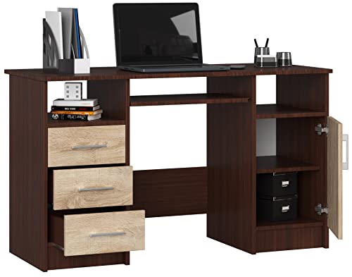 BDW Ana Schreibtisch – Moderner Gamingtisch – Gaming Desk - Gaming Tisch – Gaming Schreibtisch - Kleiner Schreibtisch - Computertisch 124x74x52cm – Venga/Eiche Sonoma von BDW