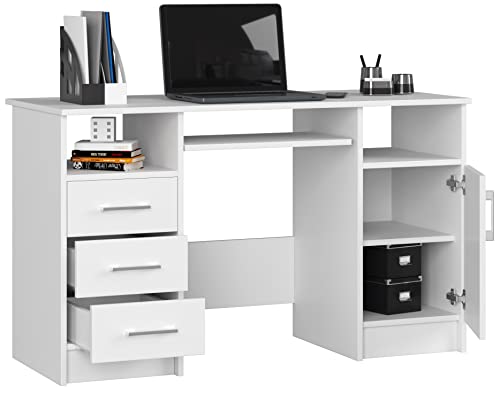 BDW Ana Schreibtisch – Moderner Gamingtisch – Gaming Desk - Gaming Tisch – Gaming Schreibtisch - Kleiner Schreibtisch - Computertisch 124x74x52cm – Weiss von BDW