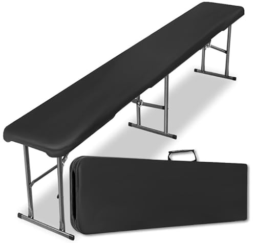 BDW Bierbank - Catering & Garten Klappbank - Klappbar Kunststoff - mit Tragegriff Kofferfunktion - Leicht Klappbank - Langlebiger Metallrahmen - 180x27x43cm - für 2x4 Personen - 2 Stück - Schwarz von BDW