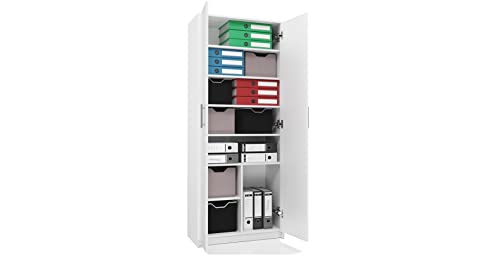 BDW Büro-Bücherregal, Kleiderschrank für das Schlafzimmer, Bindemittel, Wohnzimmer, Flur, 180x74x35cm VIELE Farbe || (Weiß) von BDW