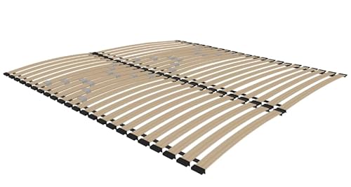 BDW DUALFLEX Lattenrost, 250kg, Bettrahmen, Verstellbarer Betteinsatzrahmen, Buchenholz, Härteregulierung im Lendenbereich, 46 Streifen ! (160x200) von BDW