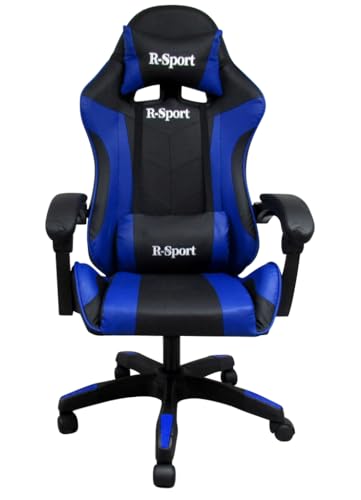 BDW Gaming Stuhl - Ergonomisches Design, USB-Massage, und Universal Appeal - Schreibtischstuhl für Büroarbeit - Komfortable Gaming-Stuhl - Robuste Struktur Gaming Schreibtischstuhl Schwarz/Blau von BDW