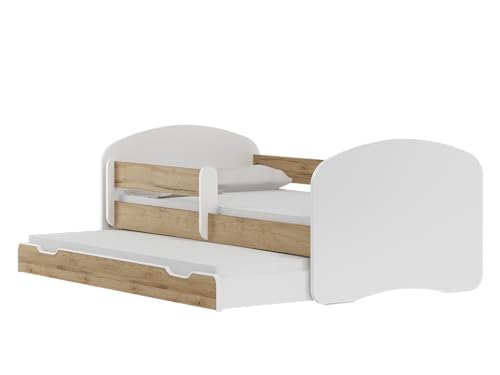 BDW Kinderbett Jugendbett mit Einer Schublade und Matratze Eiche Craft 180x80 || BESTPREIS || von BDW