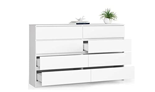 BDW Kommode, 8 Schubladen, viel Stauraum, Kleiderschrank, Flur, Badezimmerschrank, Kommode, Multifunktionsschrank. Abmessungen: 160 x 99 x 40 (Weiß) von BDW