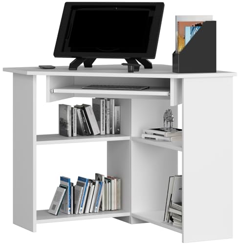 BDW L-förmiger Eckschreibtisch - Stilvoll und funktionell - Platzsparend und funktionell - Schreibtisch-Arbeitsplatz für Studium & Arbeit - Schreibtisch mit Schubladen - 80x74x80 cm - Weiss von BDW