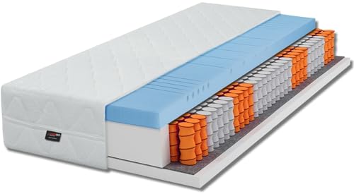 BDW Mars Matratze, 24 cm Höhe, 7-Zonen Taschenfederkern, H3/H2 Härtegrad, Abnehmbarer Silber-Bezug, Orthopädische Matratze mit Komfortschaum, (100x200x24cm) von BDW